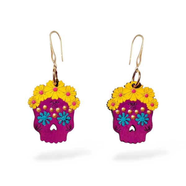 ARETES CALAVERA FLORES MORADO