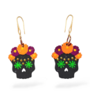 ARETES CALAVERA FLORES NEGRO
