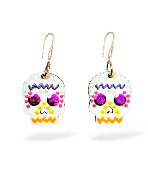 ARETES CALAVERITA AZÚCAR ROSA