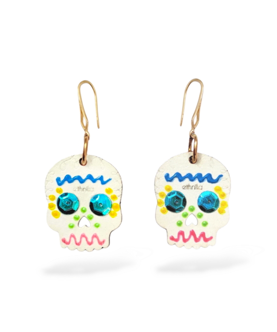 ARETES CALAVERITA AZÚCAR TURQUESA