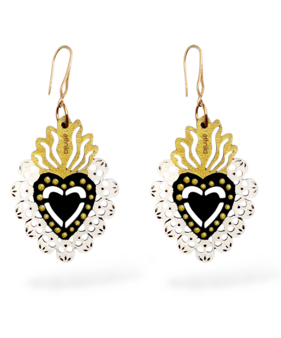 ARETES CORAZON CALAVERA BLANCO