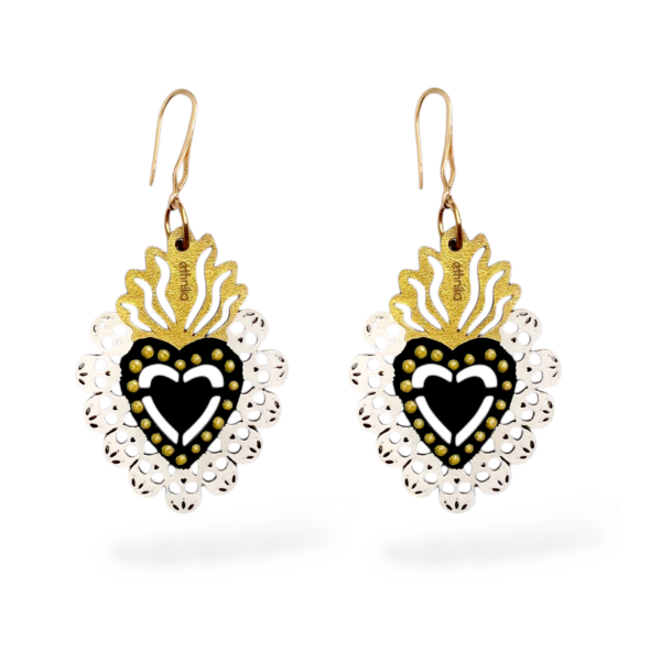 ARETES CORAZON CALAVERA BLANCO