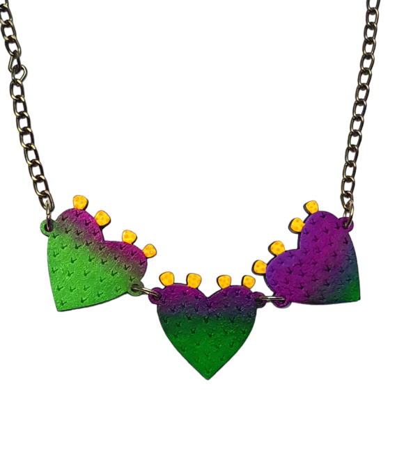 Collar corazón nopal morado