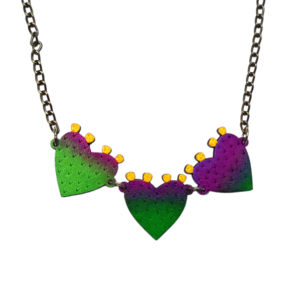 Collar corazón nopal morado
