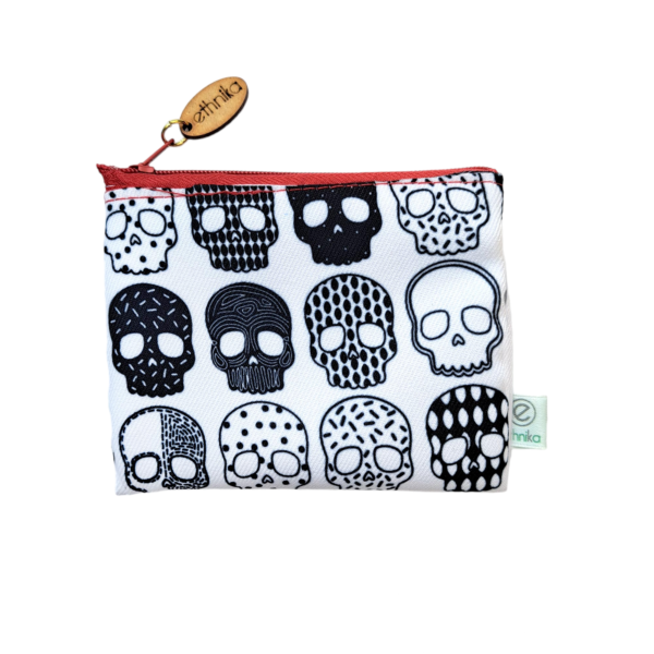 Monedero artesanal mexicano blanco azul