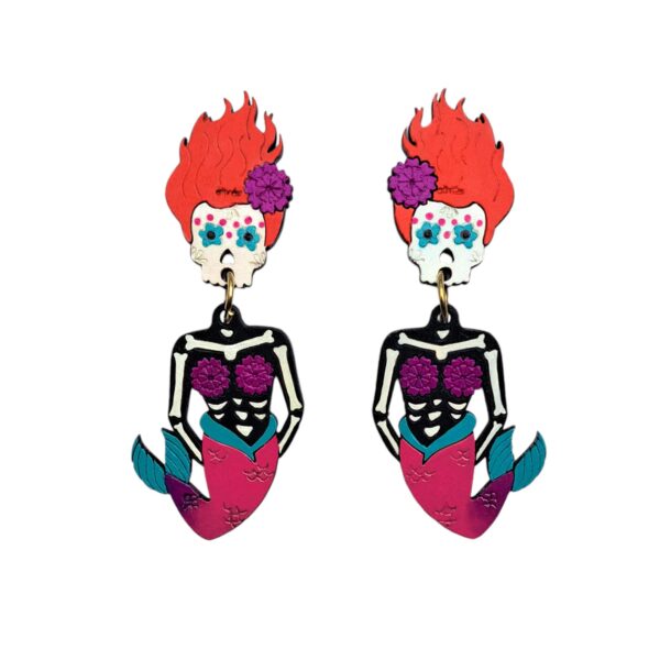 ARETES SIRENA CALAVERA - NARANJA