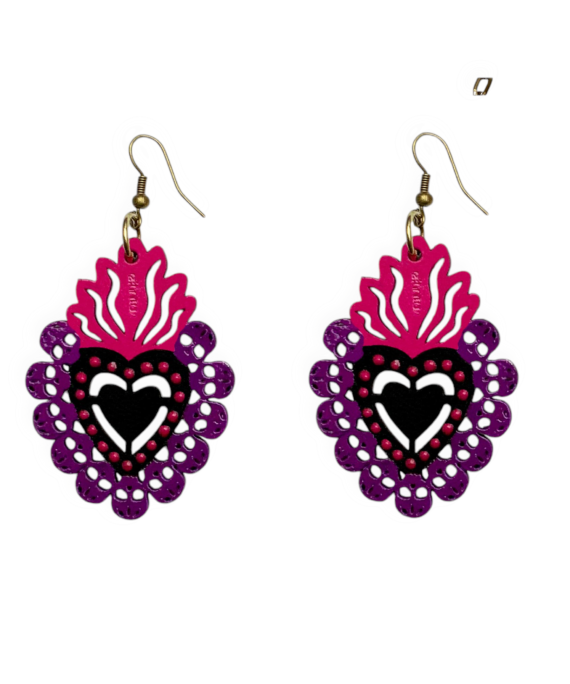 ARETES CORAZON CALAVERA MORADO