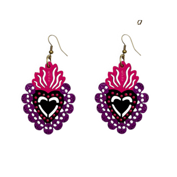 ARETES CORAZON CALAVERA MORADO