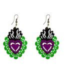 ARETES CORAZON CALAVERA VERDE
