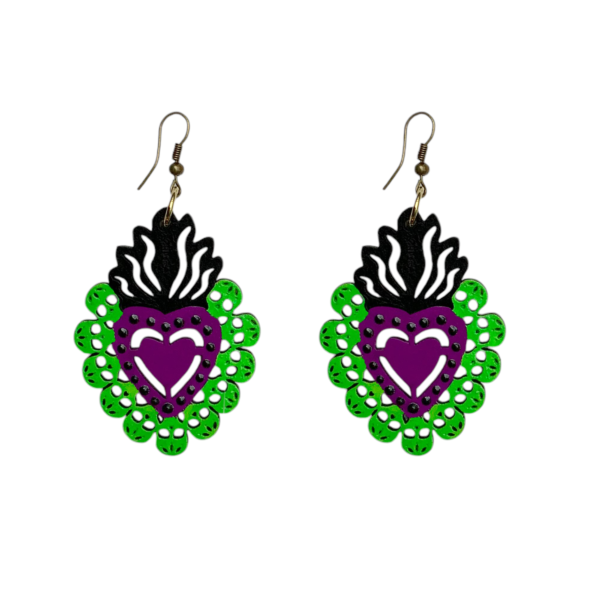 ARETES CORAZON CALAVERA VERDE