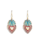 EDICIÓN 16 AÑOS ARETES METAL SAGRADO CORAZÓN  MORADO-TURQUESA