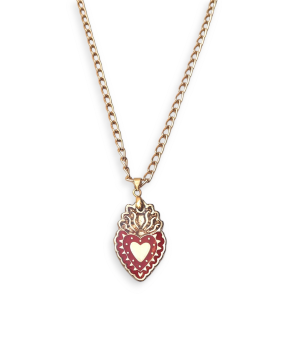 EDICIÓN 16 AÑOS COLLAR METAL SAGRADO CORAZÓN ROJO-DORADO