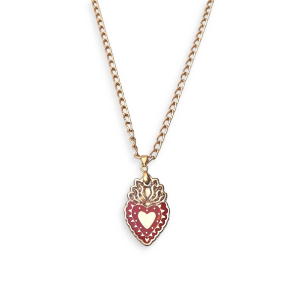 EDICIÓN 16 AÑOS COLLAR METAL SAGRADO CORAZÓN ROJO-DORADO