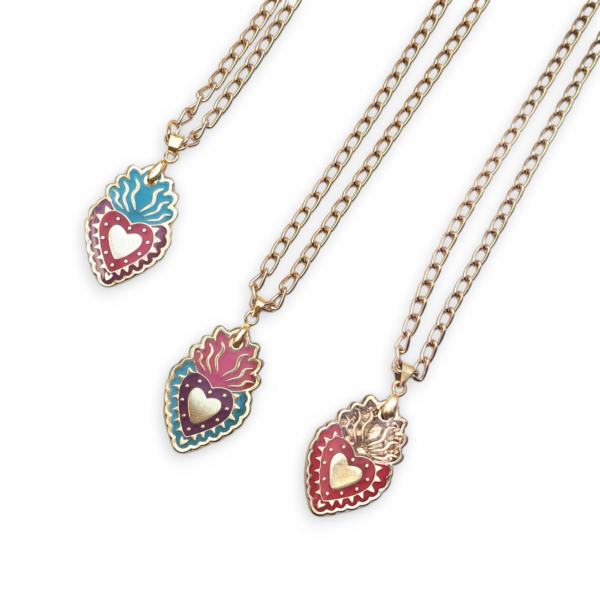 EDICIÓN 16 AÑOS COLLAR METAL SAGRADO CORAZÓN  MORADO-TURQUESA