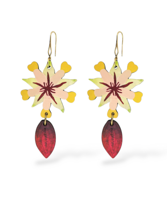 ARETES COLGANTE FLOR Y CACAO