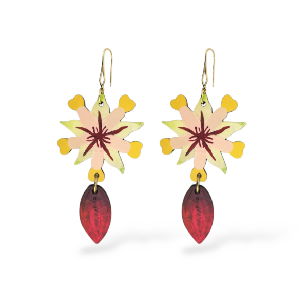 ARETES COLGANTE FLOR Y CACAO