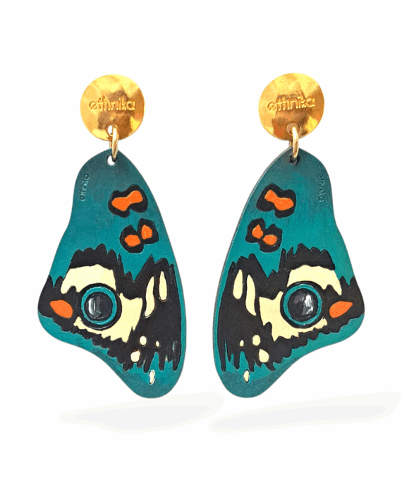 ARETE MARIPOSA OJO DE VENADO TURQUESA