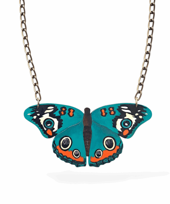 COLLAR MARIPOSA OJO DE VENADO TURQUESA