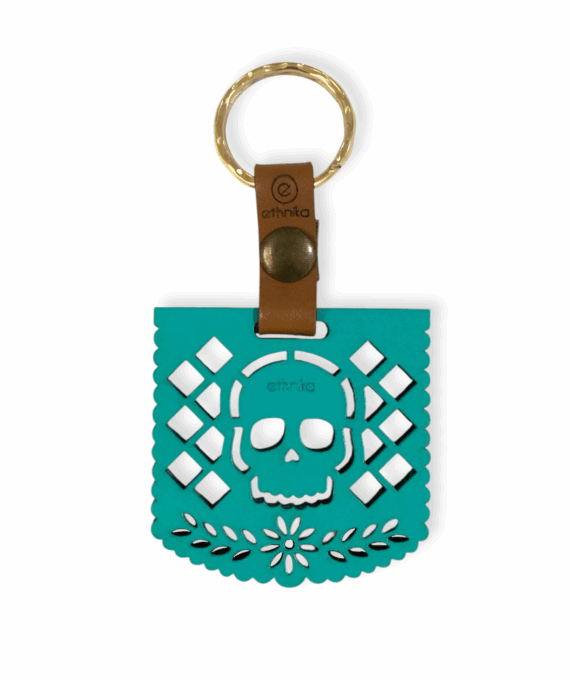 LLAVERO PAPEL PICADO turquesa