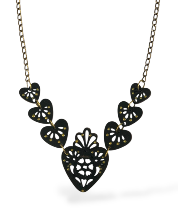 COLLAR PAPEL PICADO CORAZÓN NEGRO