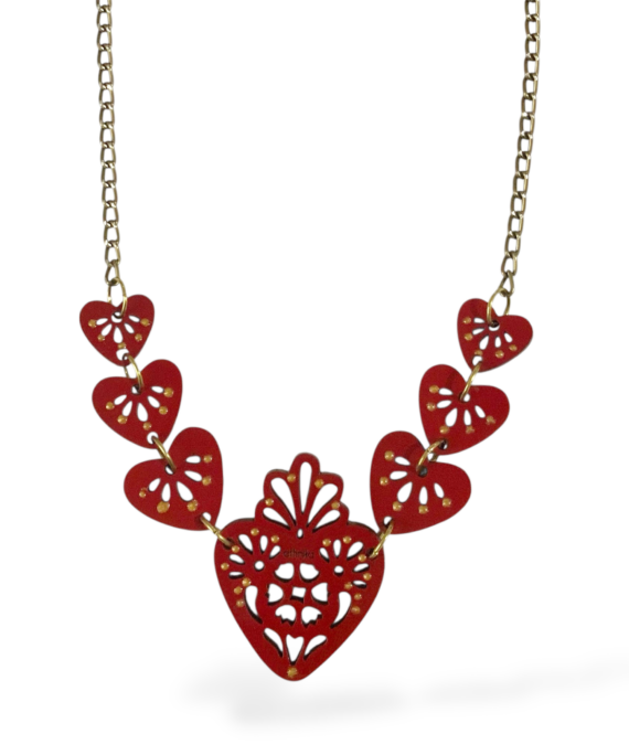 COLLAR PAPEL PICADO CORAZÓN ROJO